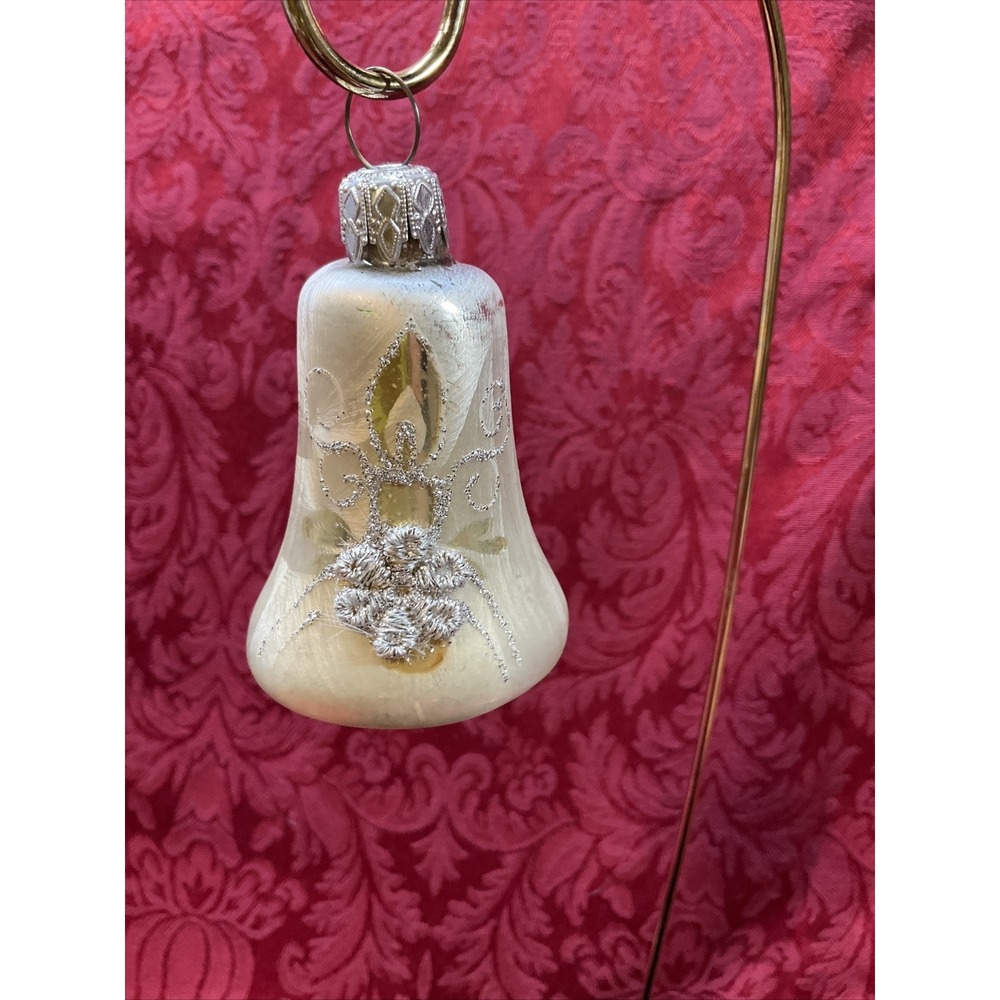 Vintage Hand Blown gold and silver candle/flower design ornaments X 4 W. Germany - Picture 8 of 11